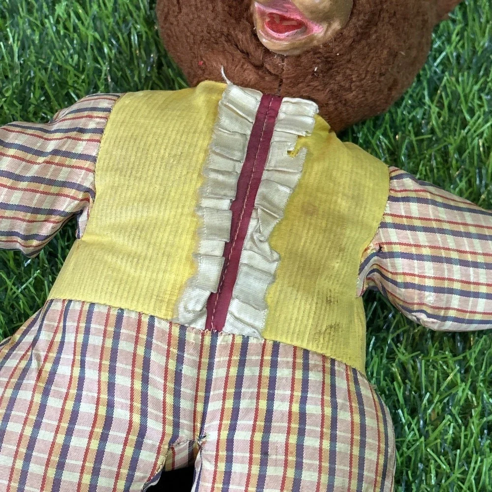 Vintage Ideal Toy Company Teddy‎ Bear It's A Wonderful Toy Plaid Outfit USA